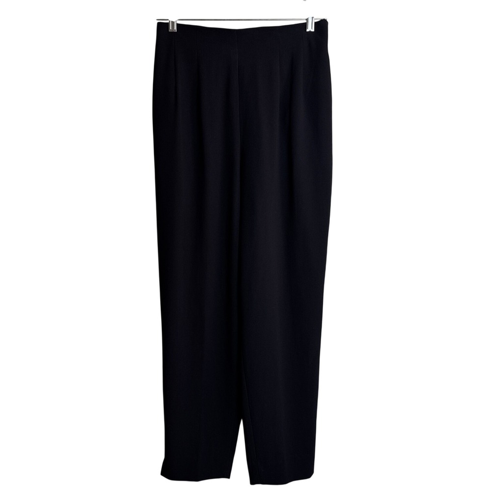 Vintage Liz Claiborne Night Black Chiffon Trousers High Waist Pleated Pants 10
